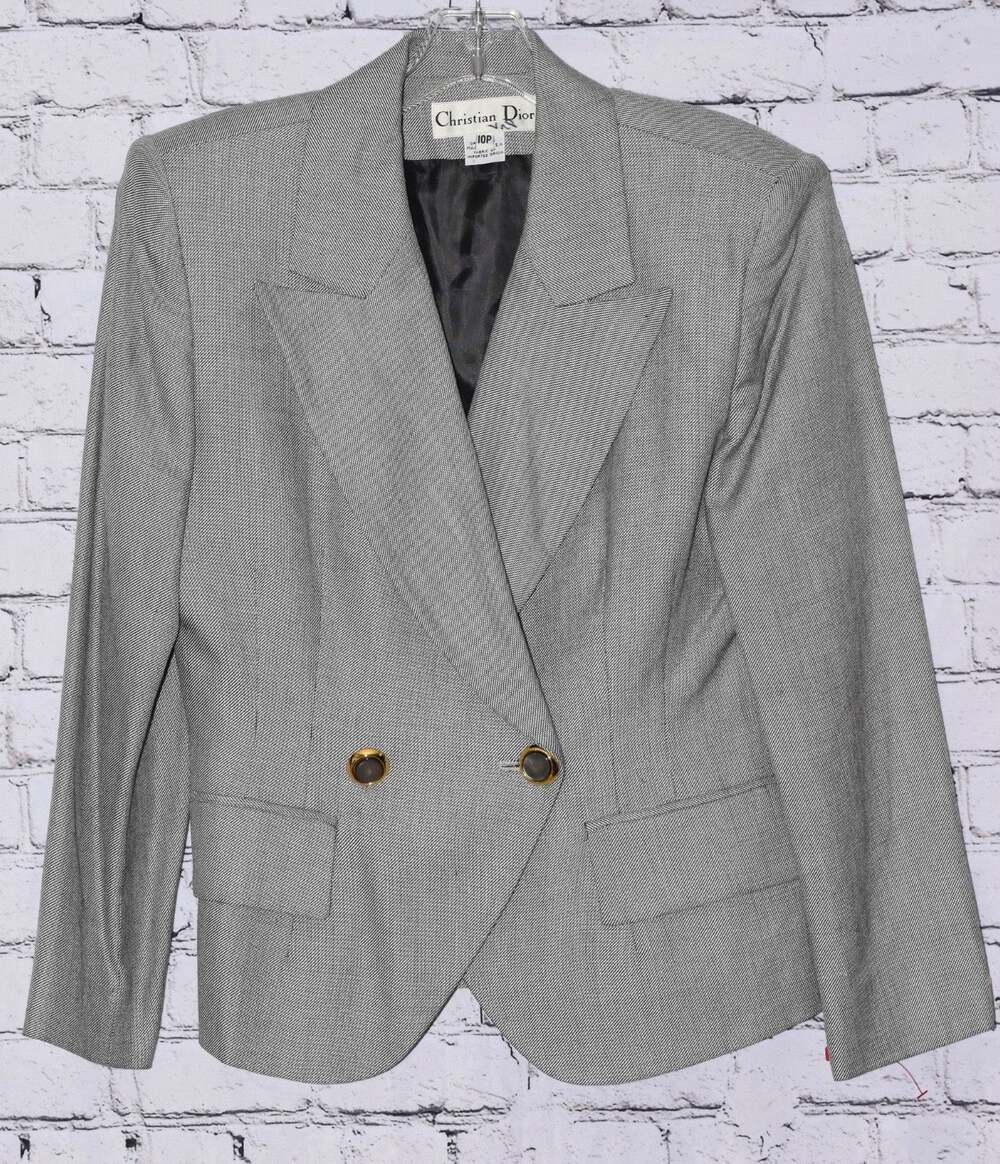 Christian Dior Houndstooth Double Breasted Hourglass Jacket Blazer 10P